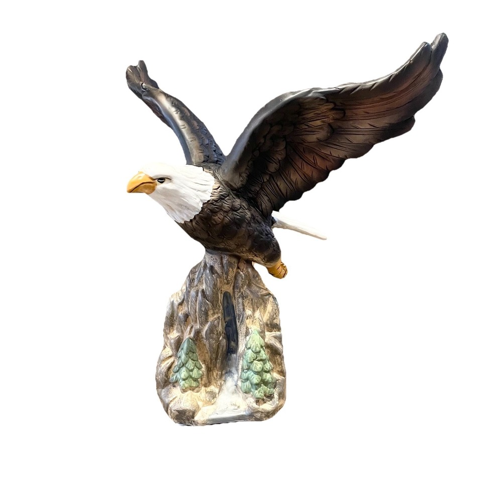 NWOB  Hour of power eagle partner Bald Eagle‎ Ceramic Sculpture decorate. H10"